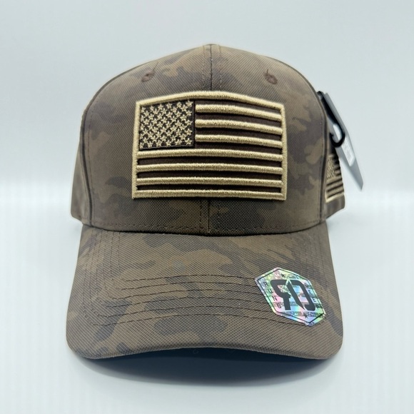 Runs Deep Tactical RDUSA-18 BRN Military Baseball Cap with American Flag - Picture 1 of 9